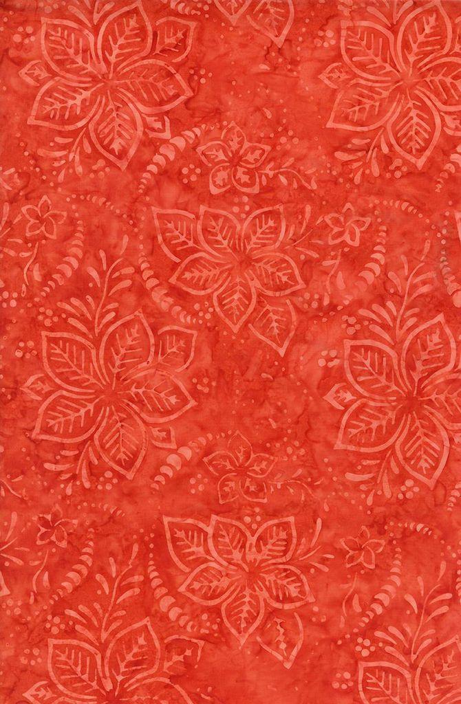 TT Tonga Mini Gulf Coast Batiks Hibiscus - B6874-ORANGE - Cotton Batik Fabric