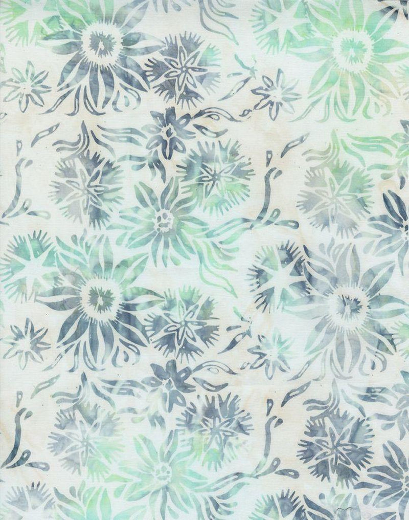 TT Tonga Mini Gulf Coast Batiks Star Floral - B8163-SALT - Cotton Batik Fabric