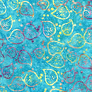 TT Tonga Splash Batiks Water Leaves - B2513-TURQUOISE - Cotton Fabric