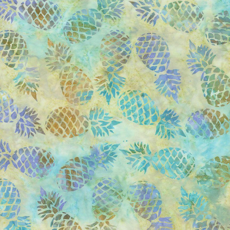 TT Tonga Surfside Batiks Tossed Pineapple - B3134-OPAL - Cotton Fabric