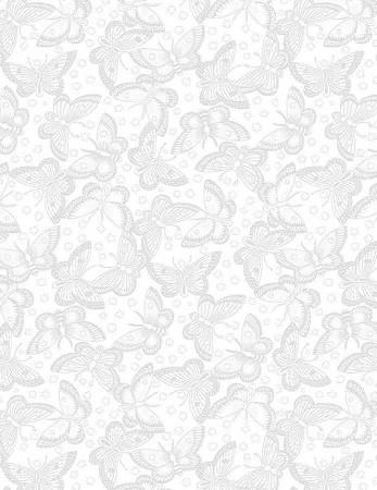 TT Whiteout Butterflies - C6565-WHITE - Cotton Fabric