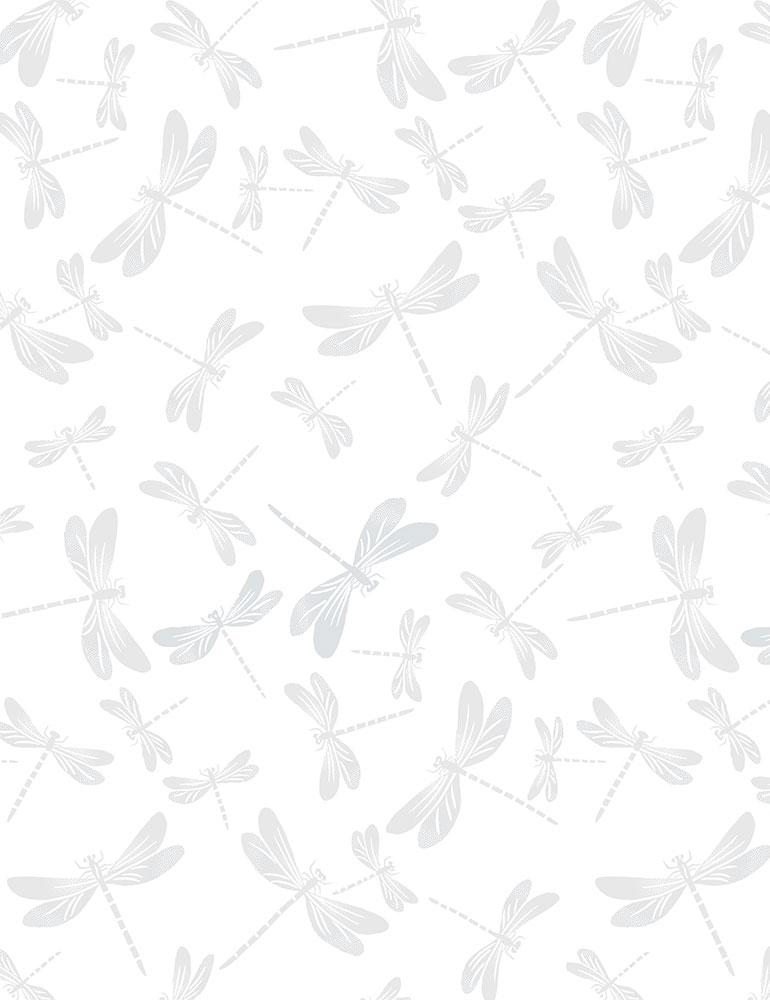 TT Whiteout Dragonflies - C7717-WHITE - Cotton Fabric