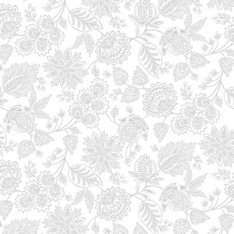 TT Whiteout Jacobean Floral - C3119-WHITE - Cotton Fabric
