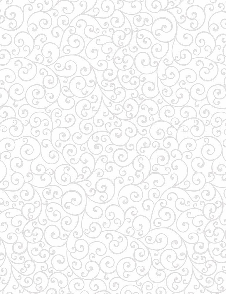 TT Whiteout Scroll - HUE-C5147-WHITE - Cotton Fabric