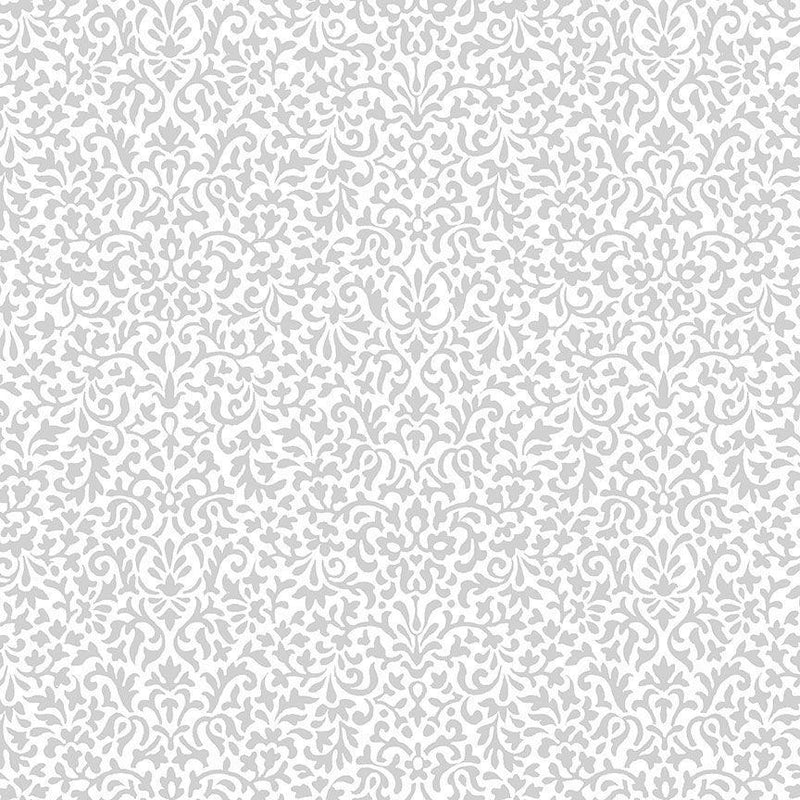 TT Whiteout Stamped Damask Patterns - C3110-WHITE - Cotton Fabric