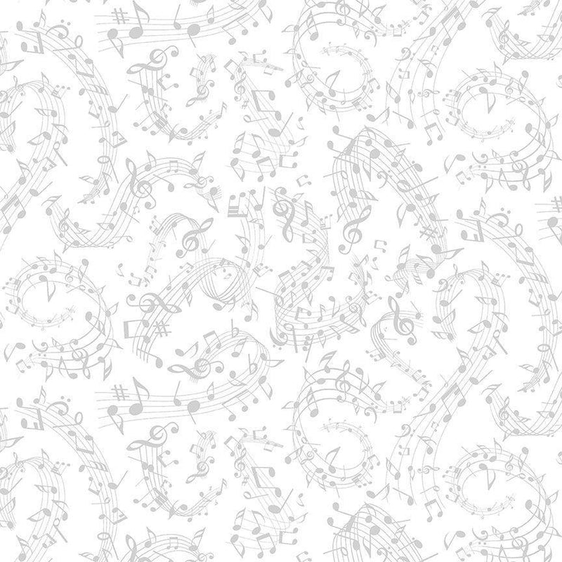 TT Whiteout Swirl Music Notes - C3112-WHITE - Cotton Fabric
