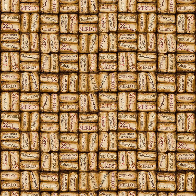 TT Wine Country Packed Wine Corks - CD3015-CORK - Cotton Fabric