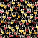 TT Wine Country Wine Glasses - CD3014-BLACK - Cotton Fabric