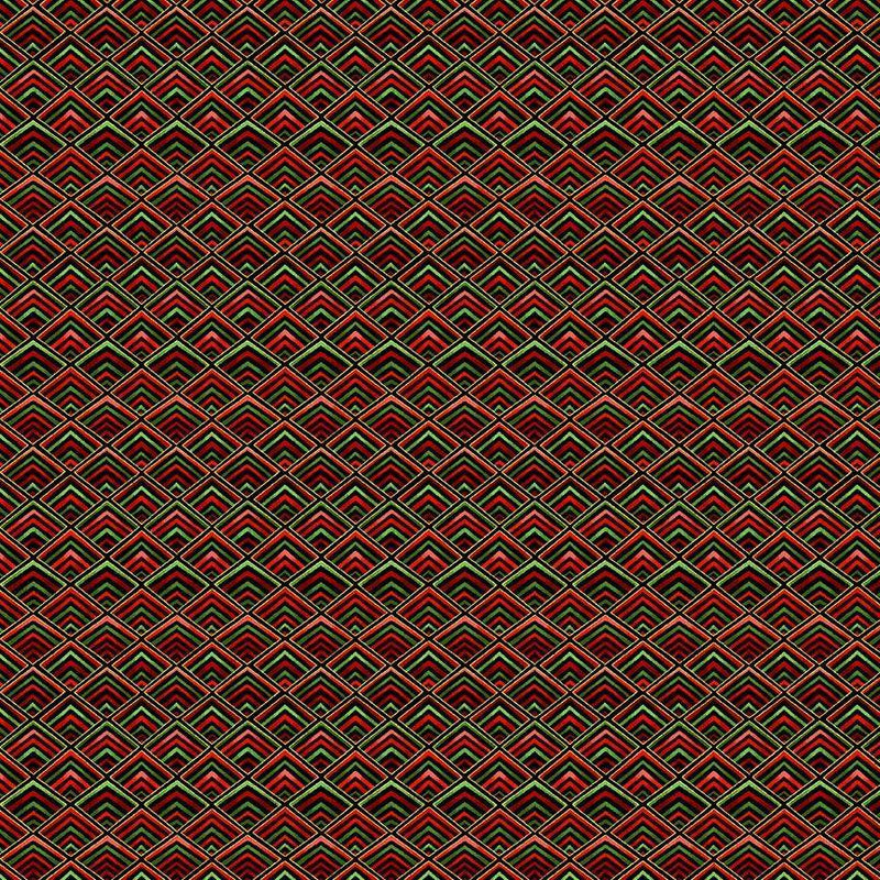 TT Winter Rose Diamond Geo - CM8671-RED - Cotton Metallic Fabric