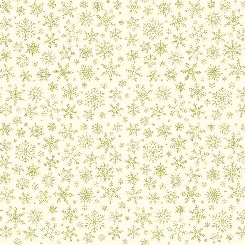 TT Winter Rose Metallic Snowflakes - CM2899-CREAM - Cotton Metallic Fabric