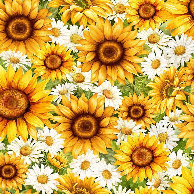 TT You Are My Sunshine Packed Daisies & Sunflowers - CD3883-SUNFLOWER - Cotton Fabric