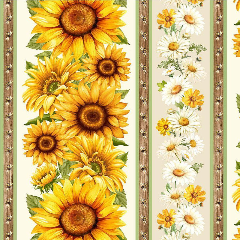 TT You Are My Sunshine Sunflower 11" Stripe - CD3882-CREAM - Cotton Fabric