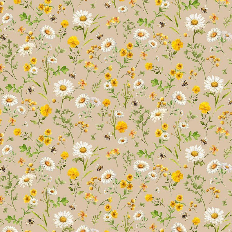 TT You Are My Sunshine Tossed Daisies - CD3884-TAN - Cotton Fabric