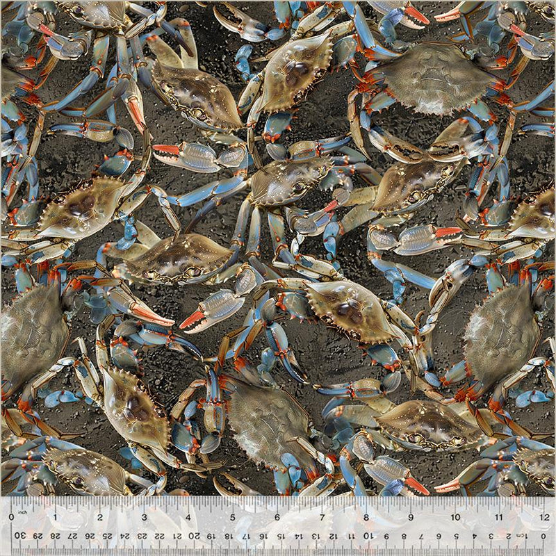 WHM A La Carte Oh Crab! - 54404D-1 Chesapeake Blue - Cotton Fabric