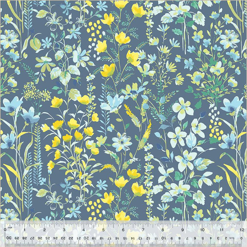 WHM Buttercup Flower Garden - 54021-3 Slate - Cotton Fabric