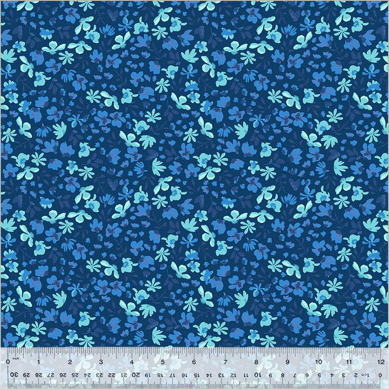 WHM Buttercup Petite Blooms - 54023-1 Navy - Cotton Fabric