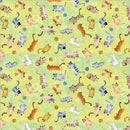 WHM Cats Around Town Playful Companions - 55001-5 Green - Cotton Fabric