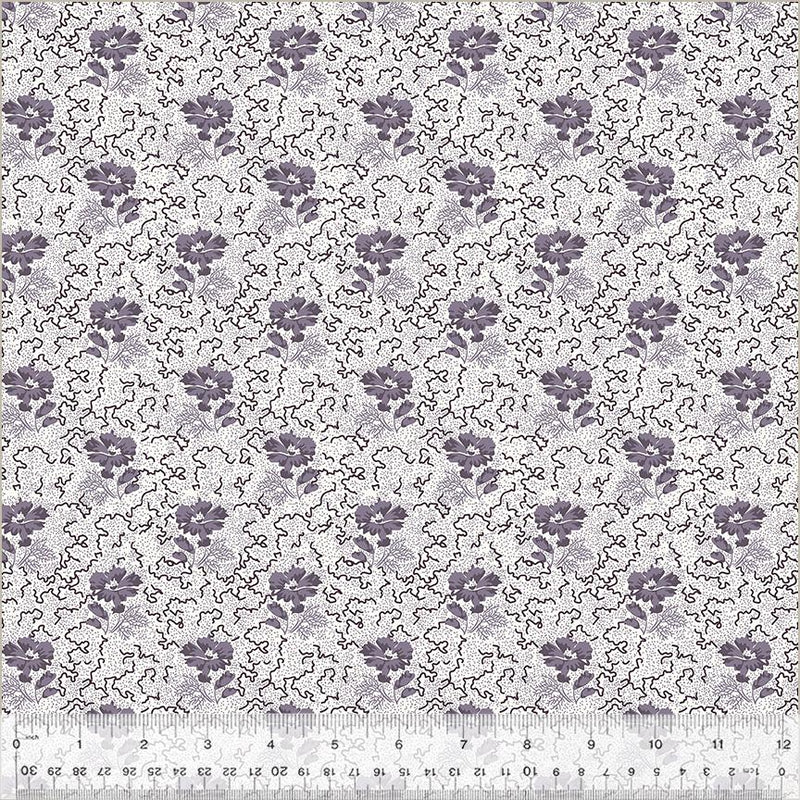 WHM Circa: Purple Posey - 53949-1 Ivory - Cotton Fabric