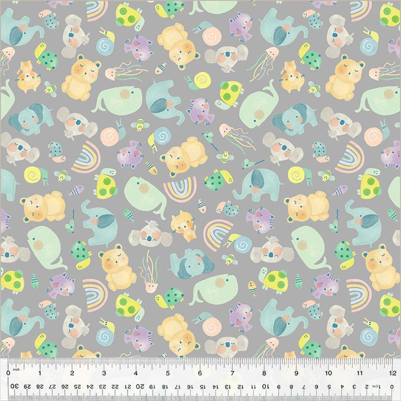 WHM Count on Me Counting Friends - 53898-3 Grey - Cotton Fabric