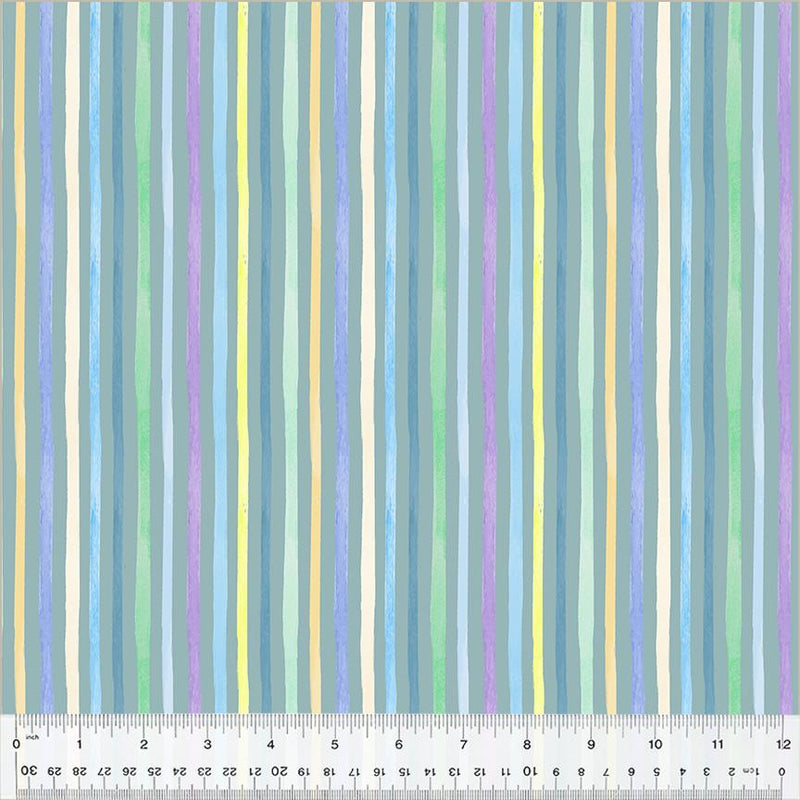 WHM Count on Me Stripe - 53901-2 Teal - Cotton Fabric
