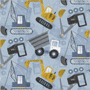 WHM Diggers & Dozers Construction Site - 54941-2 Blue Collar - Cotton Fabric