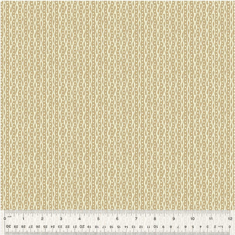 WHM Duchess Leaf Row - 54582-4 Parchment - Cotton Fabric
