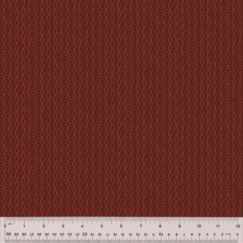 WHM Duchess Leaf Row - 54582-6 Maroon - Cotton Fabric