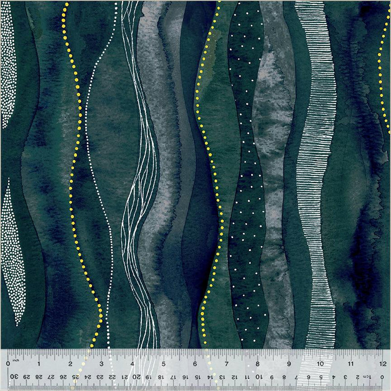 WHM Ebb & Flow Cascade - 54027DM-6 Ink - Cotton Metallic Fabric