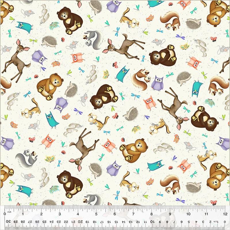 WHM Enchanted Woods Woodland Friends - 54521-4 Ivory - Cotton Fabric