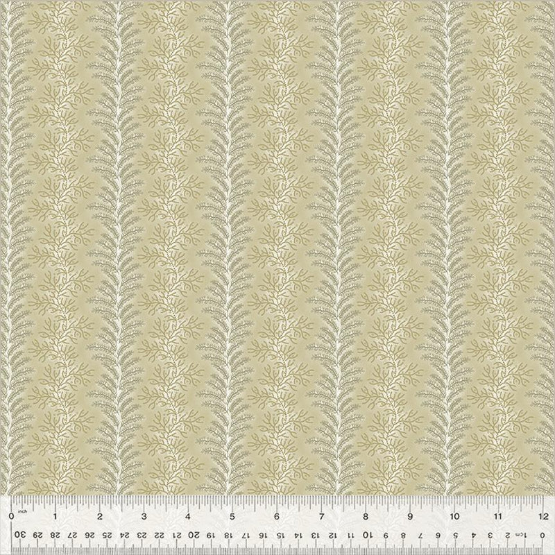 WHM Garden Tale Fern Stripe - 53826-10 Biscuit - Cotton Fabric