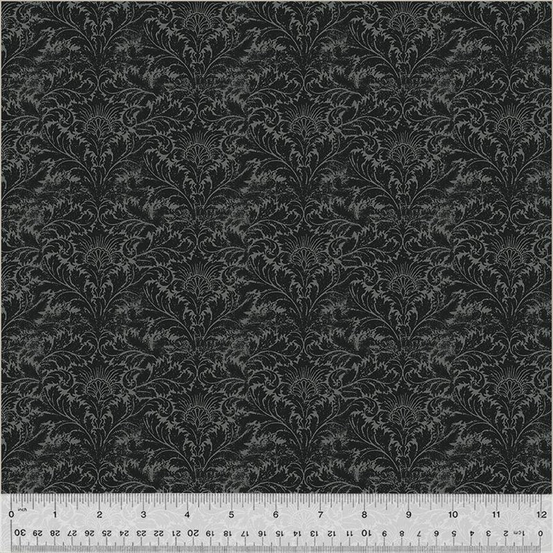 WHM Holiday Splendor Damask - 54068-1 Black - Cotton Fabric
