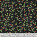 WHM Holiday Splendor Touch of Holly - 54067-1 Black - Cotton Fabric