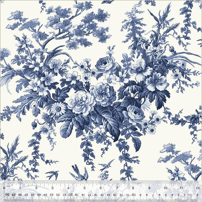 WHM Jasper Blue Blue Bird Sanctuary - 54366-1 Ivory - Cotton Fabric