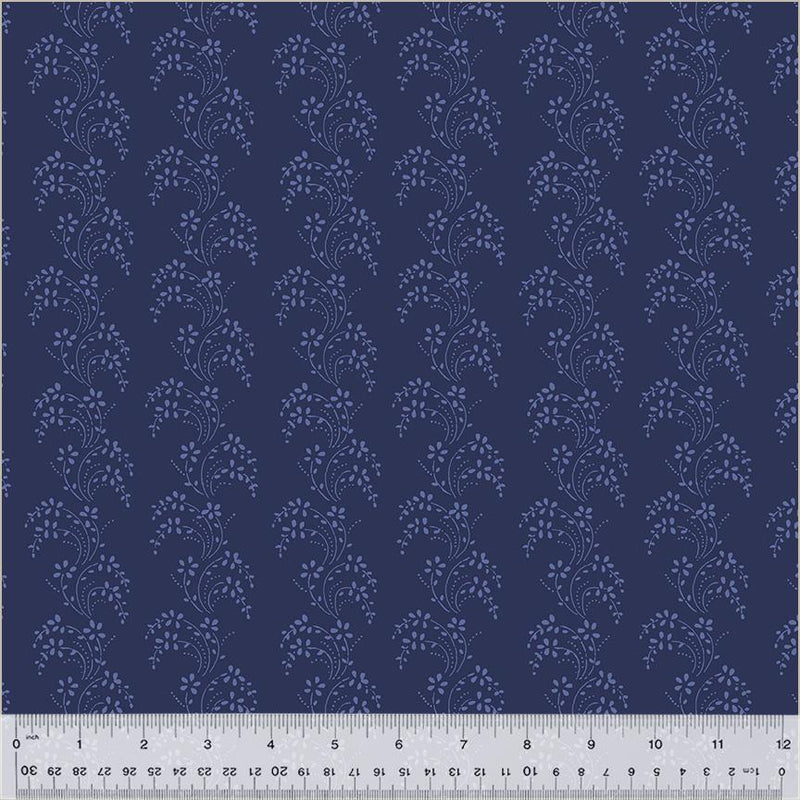 WHM Jasper Blue Border Lace - 54368-4 Navy - Cotton Fabric