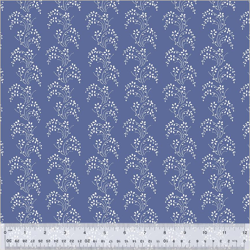 WHM Jasper Blue Border Lace - 54368-5 Chambray - Cotton Fabric