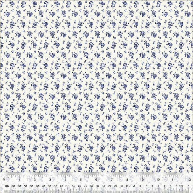 WHM Jasper Blue Calico - 54371-1 Ivory - Cotton Fabric