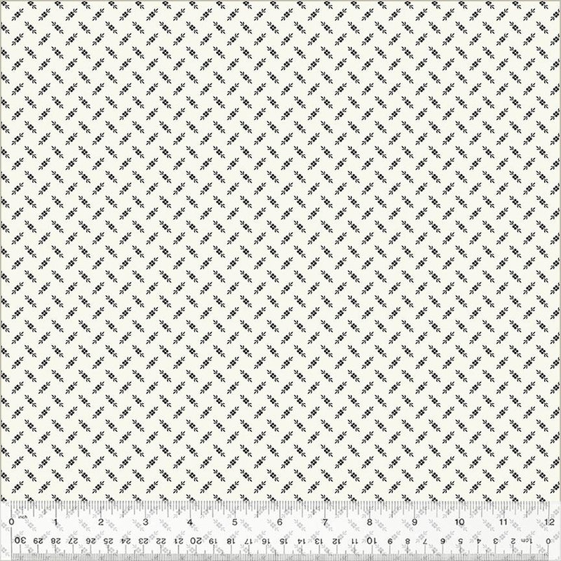 WHM Jasper Blue Fleurette - 54370-1 Ivory - Cotton Fabric