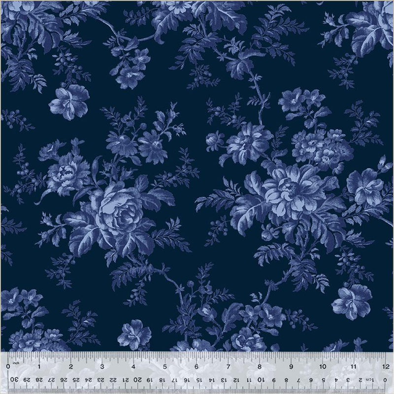 WHM Jasper Blue Flower Picking - 54367-2 Indigo - Cotton Fabric