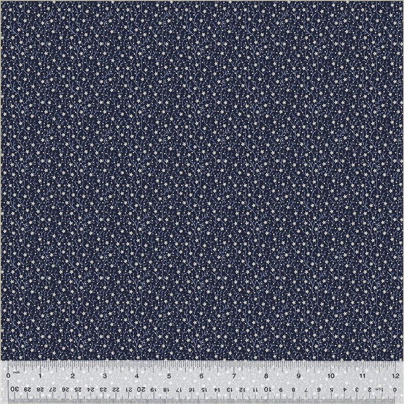 WHM Jasper Blue Growing Vine - 54372-2 Indigo - Cotton Fabric