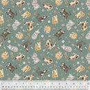 WHM Petal and Purr Feline Friends - 54587-4 Sage - Cotton Fabric