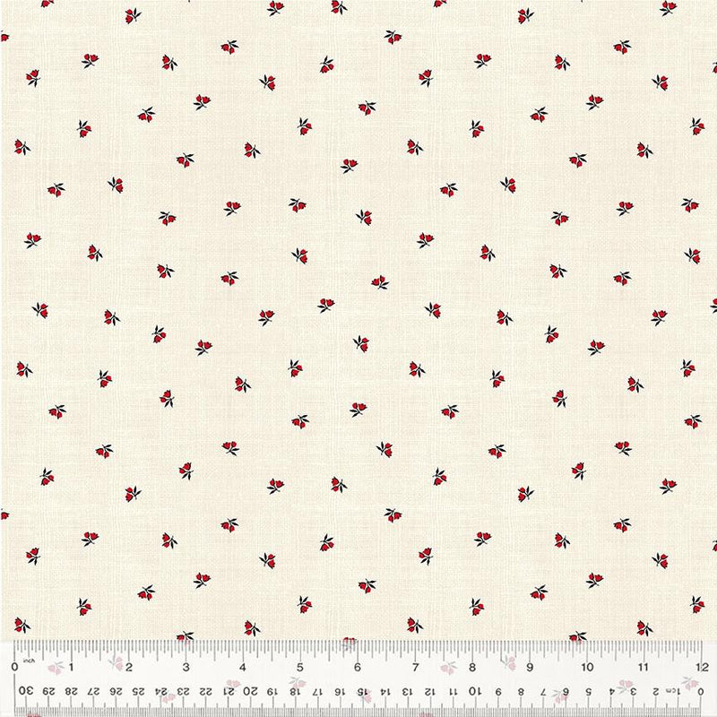 WHM Sable & Scarlet Buds - 54151-1 Cream - Cotton Fabric