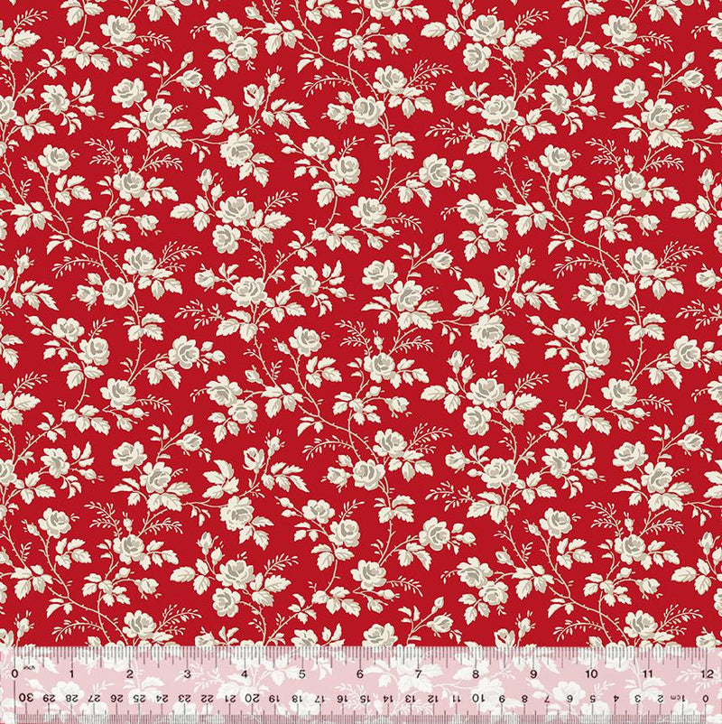 WHM Sable & Scarlet Flowering Vine - 54150-4 Red - Cotton Fabric