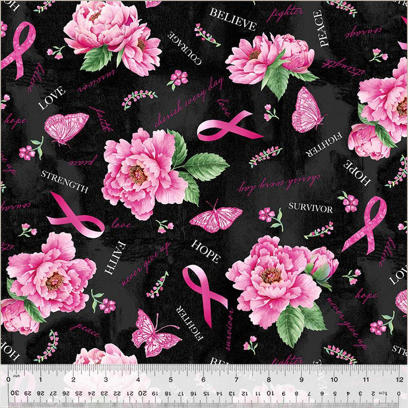 WHM Strength & Love Cherish Every Day - 54185-2 Black - Cotton Fabric