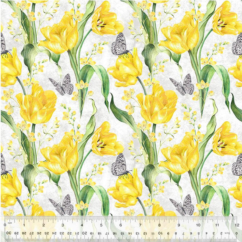 WHM Tulip Fields Tulip Fields - 54161-1 White - Cotton Fabric