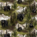 WHM Wild Kingdom Black Bear - 55025D-1 Forest - Cotton Fabric