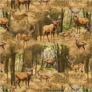 WHM Wild Kingdom Distinguished Deer - 55030D-1 Grove - Cotton Fabric