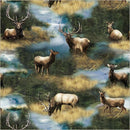 WHM Wild Kingdom Elegant Elk - 55035D-1 Meadow - Cotton Fabric