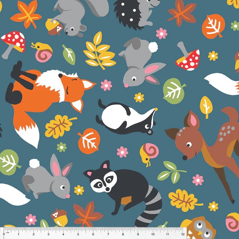 WHM WinterFleece Woodland Friends - 53285-1 Teal - Fleece