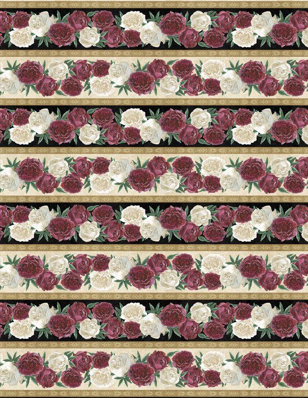 WP Crimson Blooms Repeating Stripe - 30092-295 Multi - Cotton Fabric