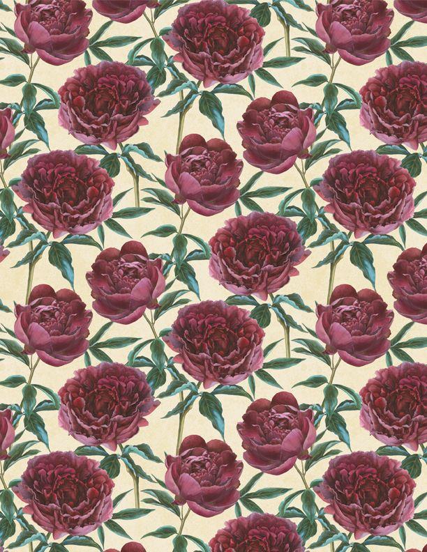 WP Crimson Blooms Florals All Over - 30094-232 Cream - Cotton Fabric